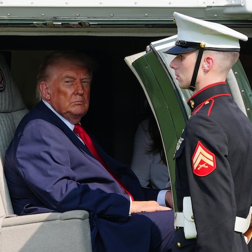 President Donald Trump departs on Marine One after speaking at the United States Army War College in Carlisle, Pa., at the Pennsylvania Defense and Innovation Summit, Wednesday, July 15, 2026. (AP Photo/Julia Demaree Nikhinson)