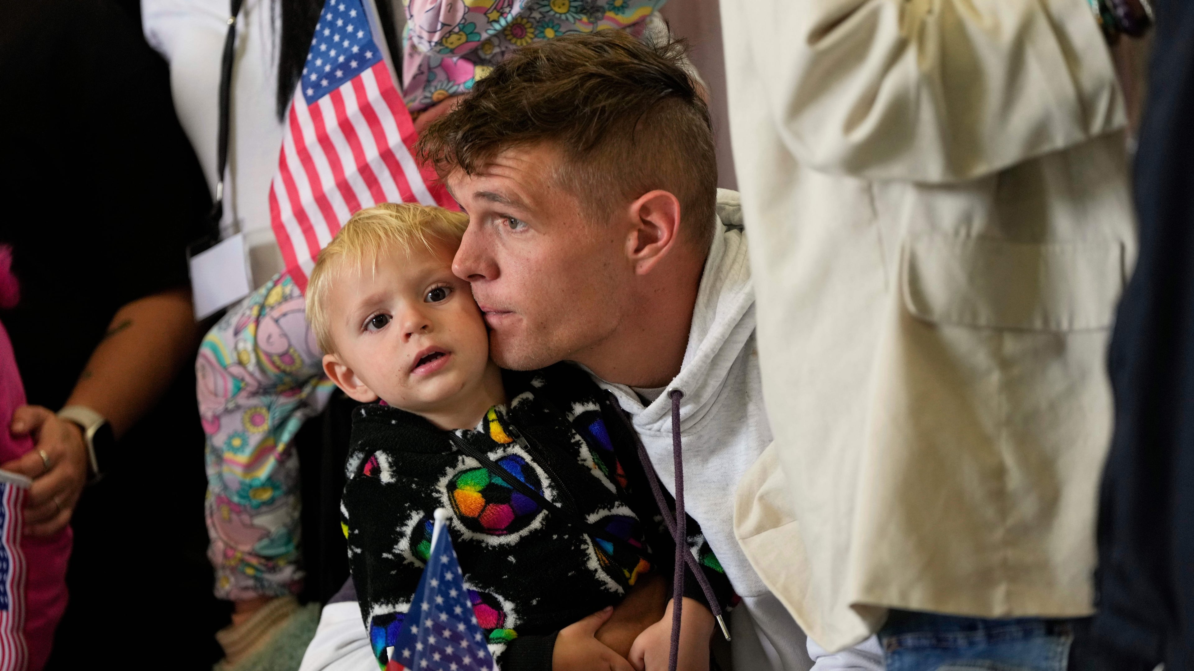 FILE - Afrikaner refugees from South Africa arrive, May 12, 2025, at Dulles International Airport in Dulles, Va. (AP Photo/Julia Demaree Nikhinson, File)