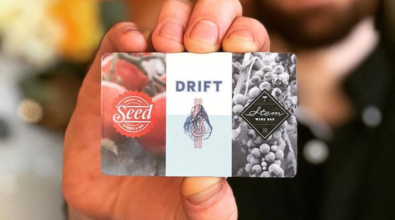 A gift card good at Drift Fish House, Seed Kitchen and Stem Wine Bar.