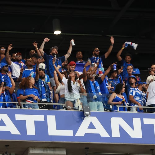 Cape Verde fans cheer their team before the start of the Spain vs. Cape Verde Group H match at Atlanta Stadium (Mercedes-Benz Stadium) on Monday, June 15, 2026. (Jason Getz/AJC)