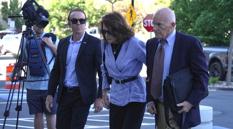 Charlie Kirk's parents, Kathryn, and Robert Kirk, right, arrive at the Fourth District Courthouse in Provo, Utah, for a hearing for Tyler Robinson, accused in the fatal shooting of Charlie Kirk, Thursday, July 9, 2026 (AP Photo/Ty ONeil)