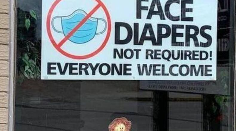 A restaurant in Florida went viral after sharing a photo of its sign that reads "FACE DIAPERS NOT REQUIRED! EVERYONE WELCOME."