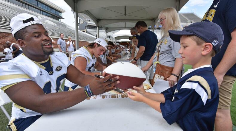Georgia Tech linebacker P.J. Davis will complete his career Dec. 31 in the TaxSlayer Bowl against Kentucky. (AJC photo by Hyosub Shin)