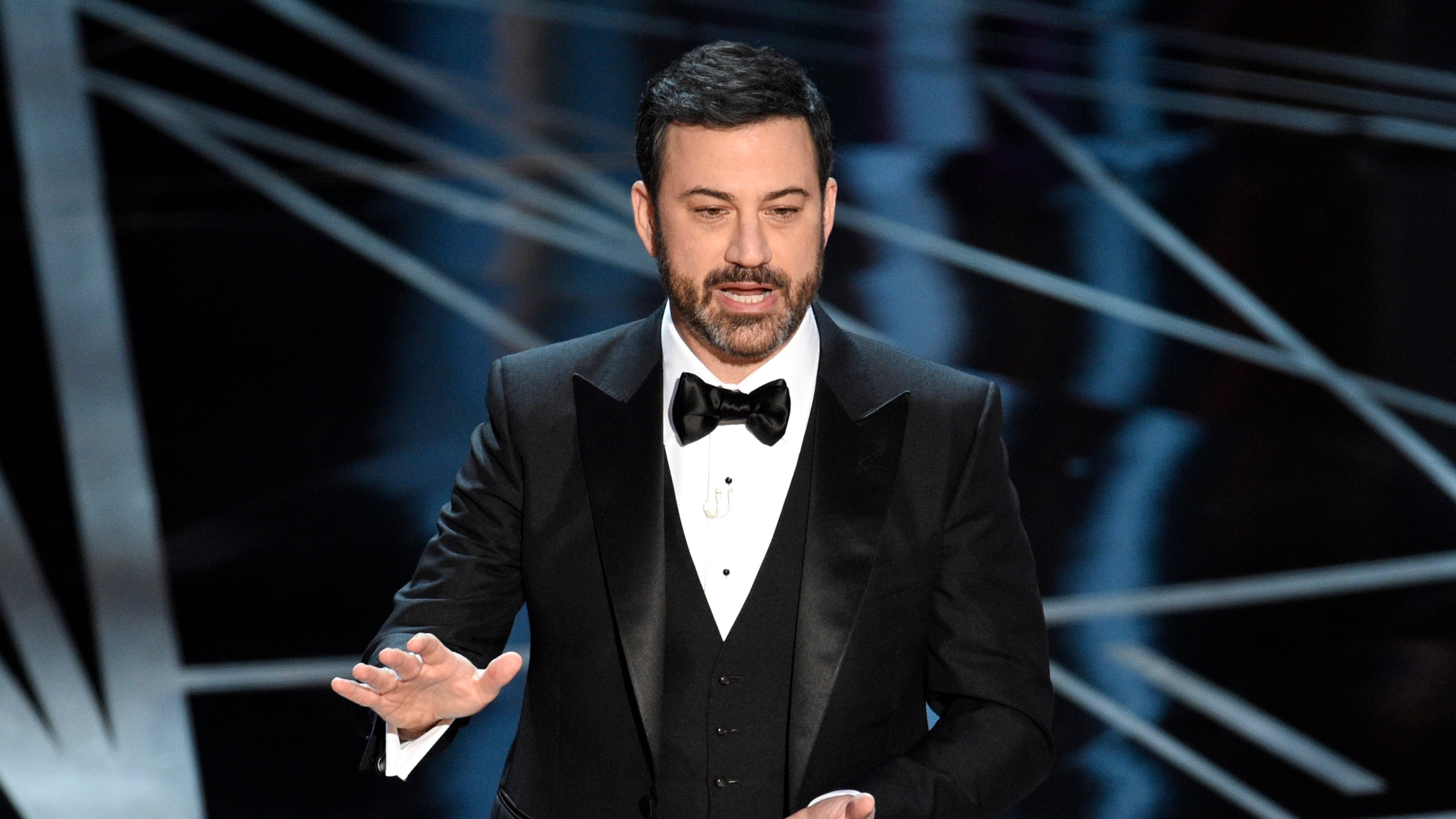 FILE - Host Jimmy Kimmel speaks at the Oscars in Los Angeles on Feb. 26, 2017. (Photo by Chris Pizzello/Invision/AP, File)