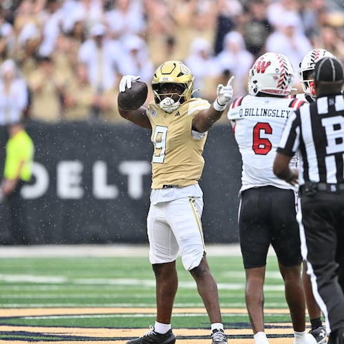 Yellow Jackets wide receiver Zion Taylor redshirted at Tech in 2023, then played in five games in 2024. (Hyosub Shin/AJC 2025)