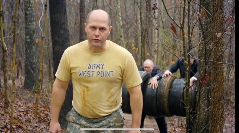 A screenshot from Republican Hunter Hill's campaign ad.