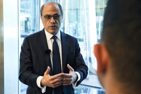 FILE - Jihad Azour, the director of the Middle East and Central Asia Department at the International Monetary Fund, speaks to The Associated Press in Dubai, United Arab Emirates, Tuesday, May 2, 2023. (AP Photo/Jon Gambrell, File)