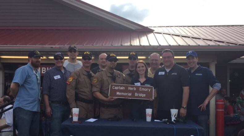 A bridge not far from Captain Herb Emory's former home in Douglas County is dedicated to the late great traffic reporter. CREDIT: WSB-TV