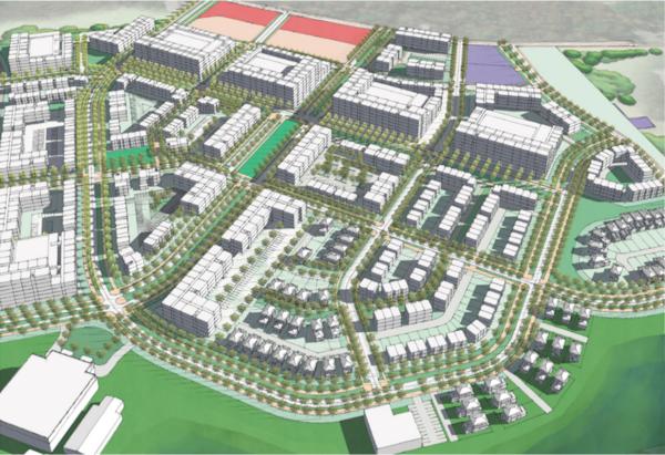 A preliminary rendering of a redevelopment proposal for the former Bowen Homes public housing site. (Courtesy of Atlanta Housing Authority)