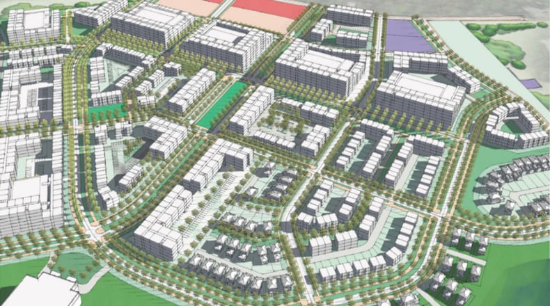 A preliminary rendering of a redevelopment proposal for the former Bowen Homes public housing site. (Atlanta Housing Authority)