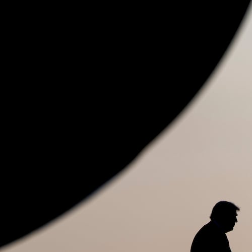 FILE - President Donald Trump boards Air Force One at Joint Base Andrews, Md., Aug. 15, 2025. (AP Photo/Julia Demaree Nikhinson, File)