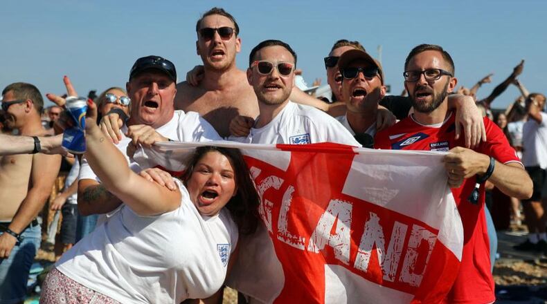 Football fans in England gathered all over the country to watch their team defeat Sweden in the World Cup semifinals.
