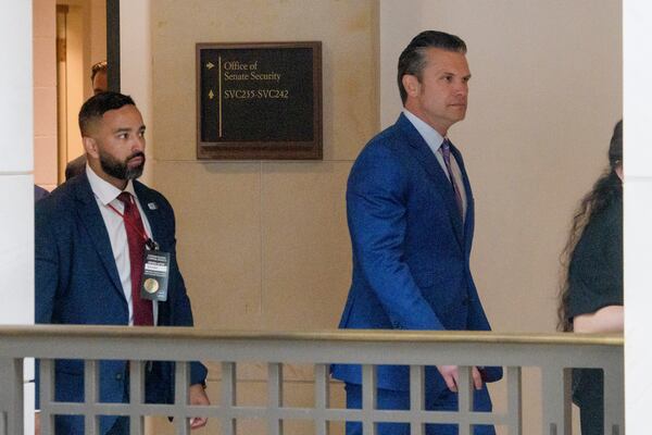 Defense Secretary Pete Hegseth arrives for a classified briefing for senators at the Capitol on Capitol Hill, Thursday, June 26, 2025, in Washington. (AP Photo/Rod Lamkey, Jr.)