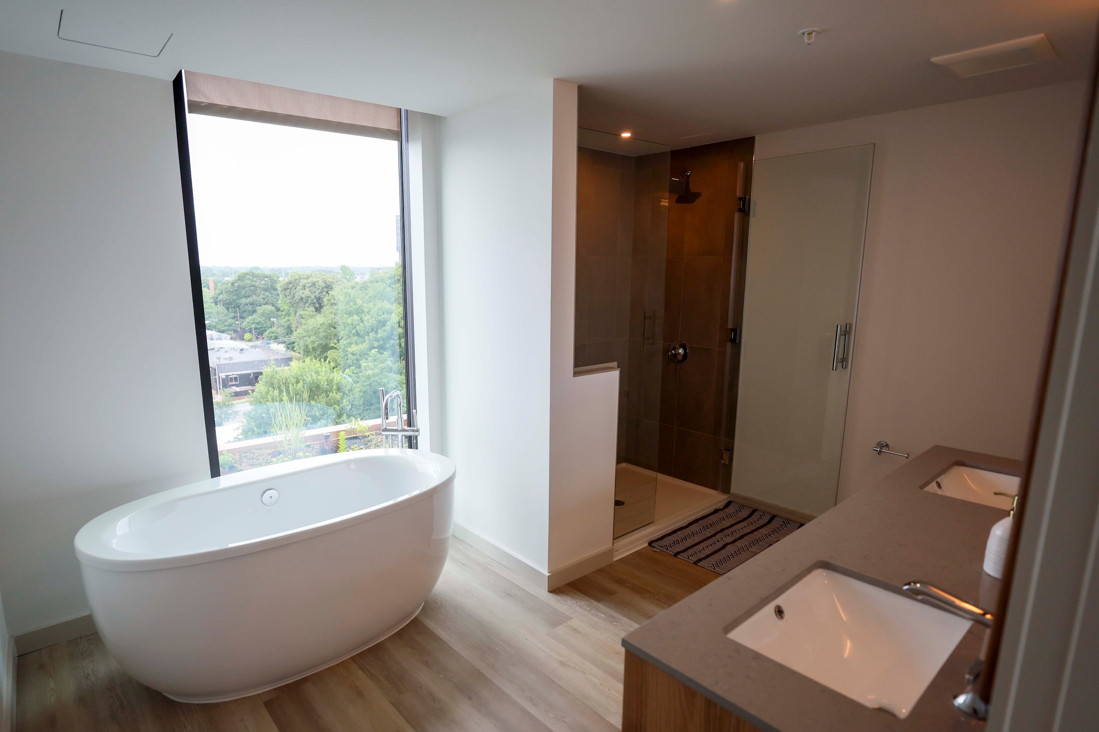 The Stella two bedroom apartments at Star Metals in West Midtown offer nearly 1,900 square feet of living space. This image portrays a show room as seen on Thursday, June 12, 2025.
(Miguel Martinez/ AJC)