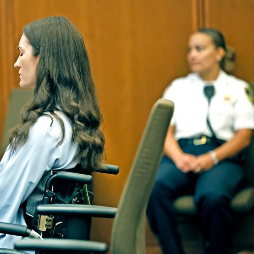 Lindsay Clancy sits as jury selection starts in her murder trial where she is charged in the 2023 killing of her three children, Monday, July 20, 2026, in Plymouth Superior Court in Plymouth, Mass. (Greg Derr/The Patriot Ledger via AP, Pool)
