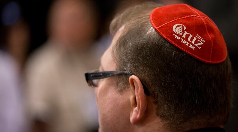 A member of the community listens as Republican presidential candidate, U.S. Sen. Ted Cruz, R-Texas, speaks during a campaign event at the Jewish Center of Brighton Beach, in the Brooklyn borough of New York. AP/Mary Altaffer