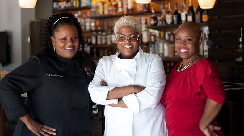 Chefs Jennifer Hill Booker (from left) and Deborah VanTrece and mixologist Tiffanie Barriere will be part of a “Cocktails, Cuisine & Conversation” event on Dec. 4. / Contributed by Shelby Light