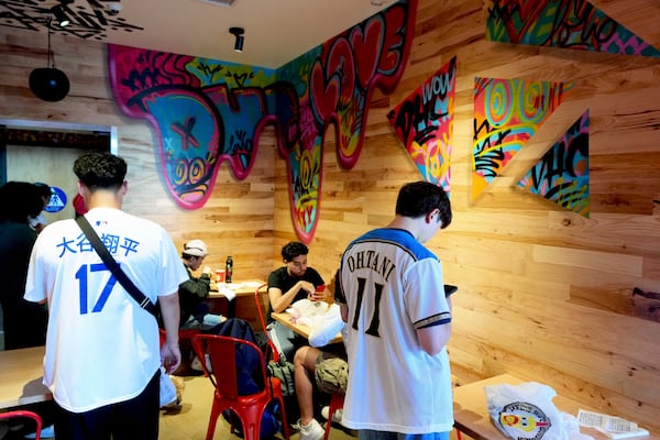 The Dave's Hot Chicken restaurant is seen in the Little Tokyo district of Los Angeles Monday, June 2, 2025. (AP Photo/Damian Dovarganes)