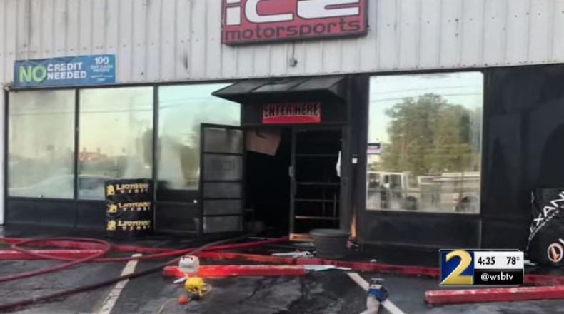 The fire broke out at I.C.E. Motorsports near Forest Park.