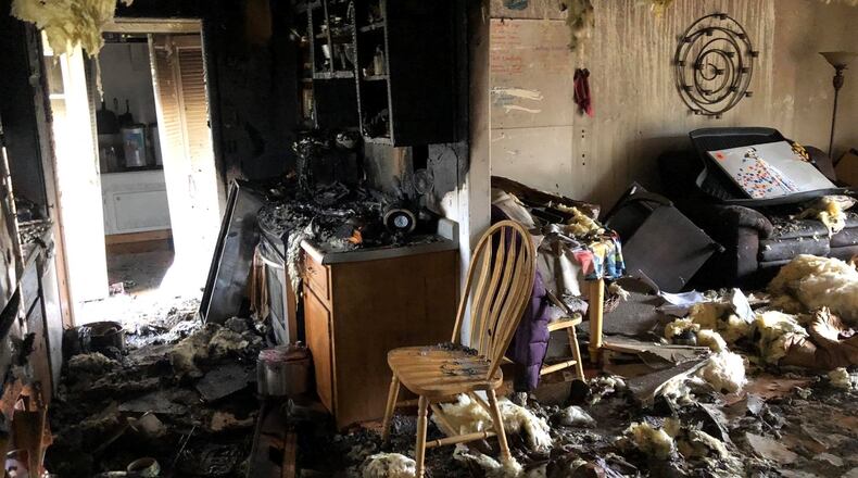 The home off Huntington Road sustained major damage in the Monday morning fire.