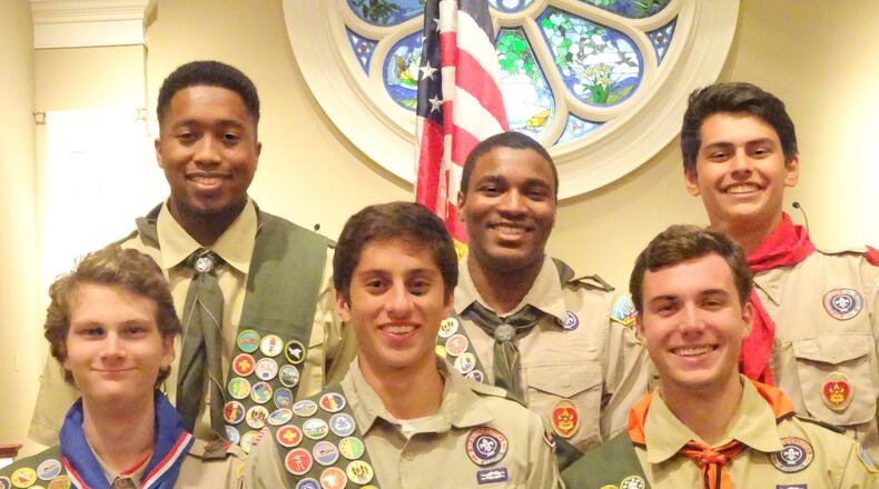 The Northern Ridge Boy Scout District (Cities of Roswell, Alpharetta, John s Creek, Milton announced its newest Eagle Scouts, who passed their Board of Review on July 26. These scouts passed their Eagle Board of Reviews at Alpharetta Presbyterian Church: Top Left to right: Isaiah Eberhardt, of Troop 2206, sponsored by St. James United Methodist Church; Daniel Richards, of Troop 2206, sponsored by St. James United Methodist Church; Noah Berman, of Troop 2000, sponsored by Johns Creek Presbyterian Church. Bottom left to right: Lucas Sloman, of Troop 9962, sponsored by Ed Isaackson YMCA; Joseph Brunner, of Troop 7153, sponsored by St. Brigid Catholic Church and Connor Moland, of Troop 87, sponsored by Roswell Presbyterian Church.
