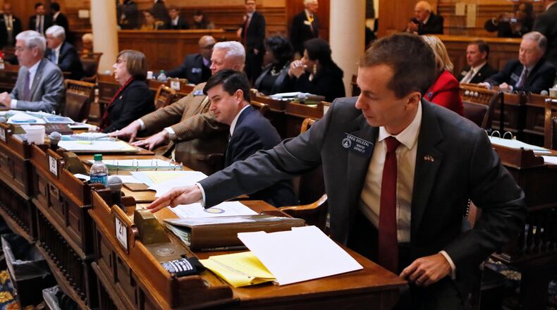 State Sen. Greg Dolezal, R-Cumming, spoke Tuesday in favor of House Resolution 51, which seeks to start negotiations with Tennessee and North Carolina over its border. Dolezal is pictured here on March 5, 2019.   Bob Andres / bandres@ajc.com