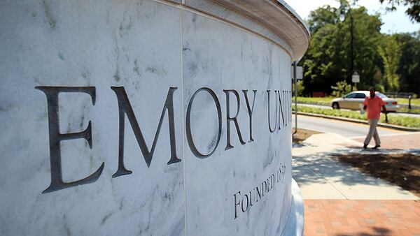 The Emory University sign is shown along North Decatur Road. JASON GETZ / JGETZ@AJC.COM