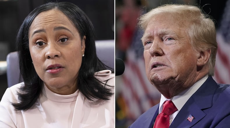 Fulton County District Attorney Fani Willis and former President Donald Trump (Ben Gray / AJC & Mary Altaffer / AP)