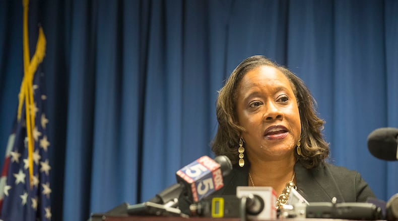 DeKalb County District Attorney Sherry Boston, at a press conference in 2019, chaired a State Bar of Georgia committee that is recommending stiffer discipline for prosecutors who break the rules. (Alyssa Pointer/Atlanta Journal Constitution)