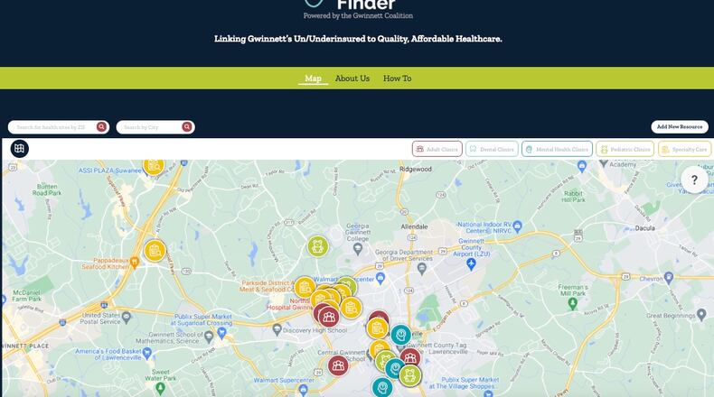 Gwinnett Coalition, a community development organization, created a website to help uninsured and underinsured residents find nearby affordable health providers.