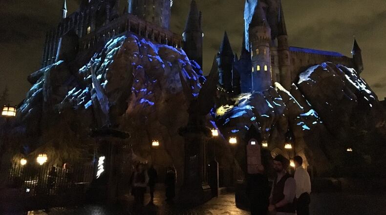 A new Christmas light how has been added at the Wizarding World of Harry Potter at Universal Studios Hollywood. (Hugo Martin/Los Angeles Times/TNS)