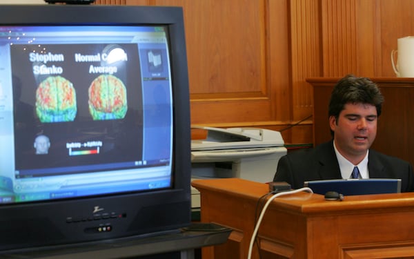 FILE - Dr. Thomas Sachy testifies at a pretrial hearing for Stephen Stanko at the Georgetown County Courthouse in Georgetown, S.C., Monday, July 31, 2006. (AP Photo/Tom Murray, Pool, File)