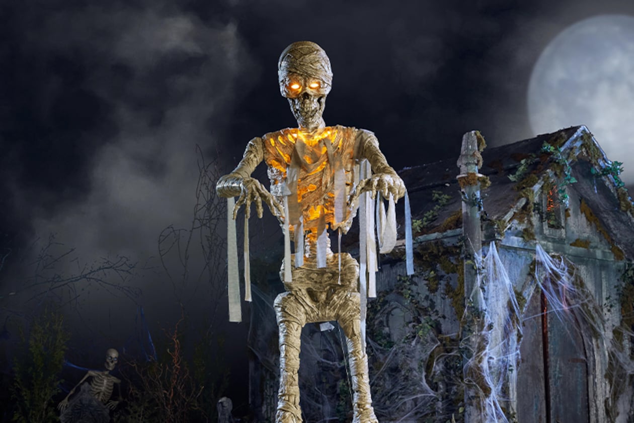 Home Depot is selling an 11-foot giant LED mummy for Halloween. (Courtesy of Home Depot)