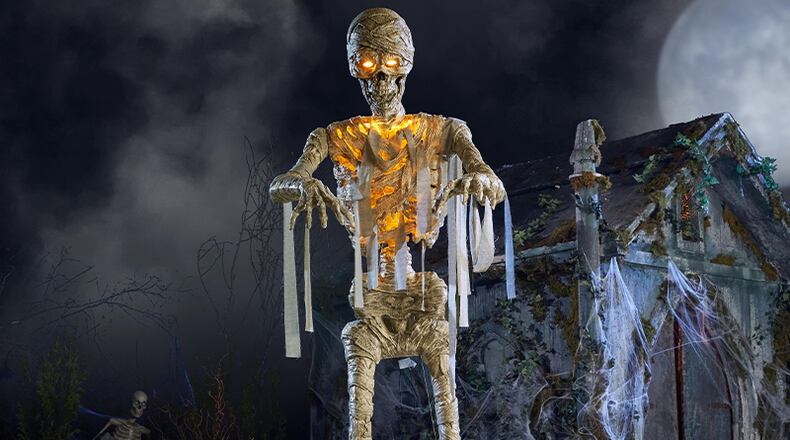 Home Depot is selling an 11-foot giant LED mummy for Halloween. (Courtesy of Home Depot)