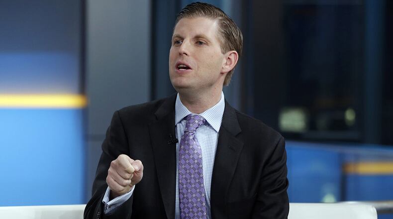 In this Jan. 17, 2018 file photo, Eric Trump appears on the "Fox & friends" television program, in New York.