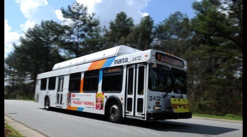<p>Mar. 15, 2012 Atlanta -- A bus travels down Habershal Road in Atlanta after leaving MARTA's Perry bus maintenance facility Thursday, Mar. 15, 2012. Bita Honarvar bhonarvar@ajc.com</p>