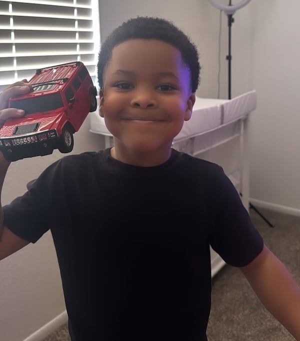 Six-year-old Asher was struck by a bullet during a road rage incident in Smyrna on June 15, 2025. His mother, Teria McCrary, said he had to undergo four surgeries and has a long road to recovery. (Courtesy)