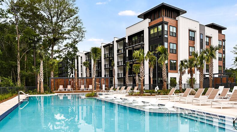 Developers of a 378-unit apartment complex in northern Cobb County presented plans to the county's planning board Tuesday. Developers said it will be built similar to the Presidium at Town Center luxury apartment complex in Jacksonville, Florida (pictured). The board voted to postpone its vote on the project for at least 28 days. (Provided by Cobb County)