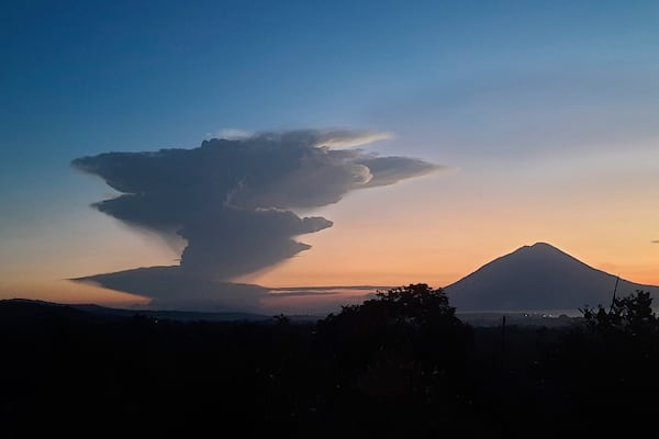 Volcanic smoke billows from Mount Lewotobi Laki-Laki during an eruption, as seen from Lembata, Indonesia, Tuesday, June 17, 2025. (AP Photo/Andre Kriting)