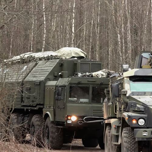 In this image made from video provided by Russian Defense Ministry Press Service on Monday, Dec. 29, 2025, A Russia's Oreshnik missile system is seen during a training in an undisclosed location in Belarus. (Russian Defense Ministry Press Service via AP)