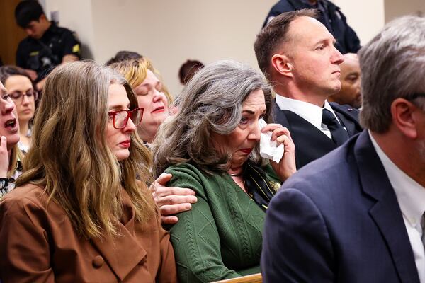 The victim's mother, Virginia Baker, reacts to the guilty verdict Tuesday after more than two decades since her daughter was killed. (Kaleb Tatum/The Red & Black)