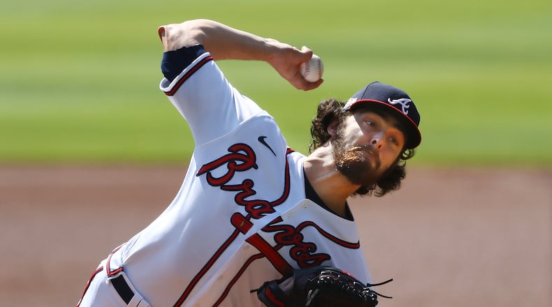 It was max effort for max results for Braves starter Ian Anderson Thursday against Cincinnati. (Curtis Compton / Curtis.Compton@ajc.com)