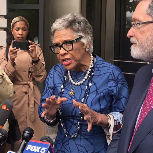 Ohio Democrat, Rep. Joyce Beatty, speaks at press conference, Tuesday, April 28, 2026 in Washington, following a federal court hearing on lawsuit she has filed in the renaming and pending closure of the Kennedy Center by the Trump Administration. Her lawyer, Norm Eisen, is right. (AP Photo/Gary Fields)