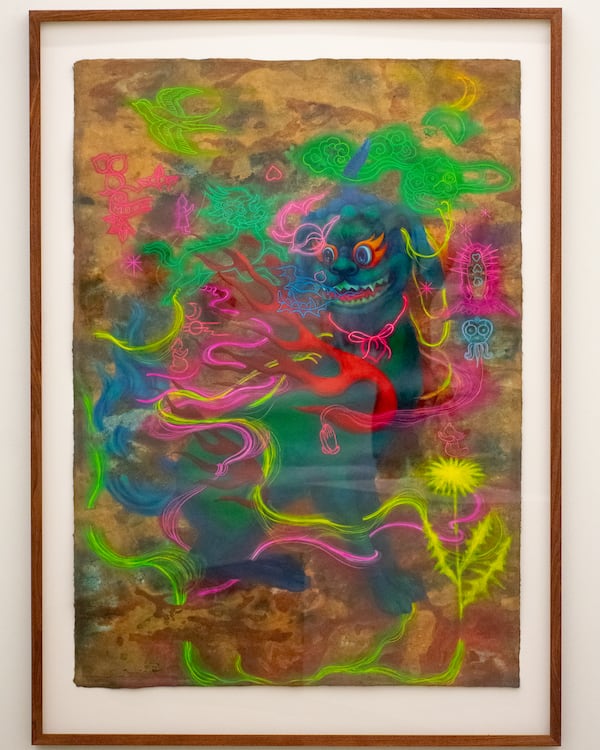 "Blue Hetae" depicts the legendary Korean lionesque creature that is said to protect against fire disasters. (Courtesy of Kevin Storer)
