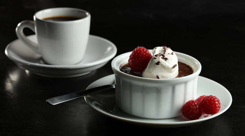 Custards like these chocolate-chartreuse pots de creme work very well in an Instant Pot. (Abel Uribe/Chicago Tribune/TNS)