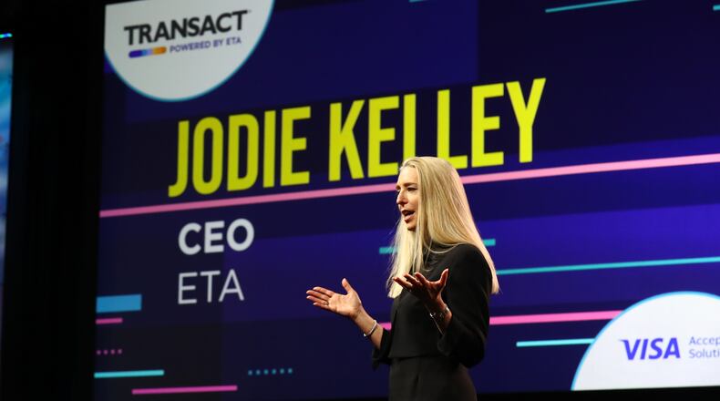 Jodie Kelley, CEO of Electronic Transaction Association, spoke at the Transact conference in Atlanta in April 2023.