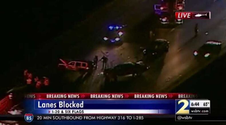 A multi-vehicle crash with injuries temporarily shut down three eastbound lanes of I-20. (Credit: Channel 2 Action News)