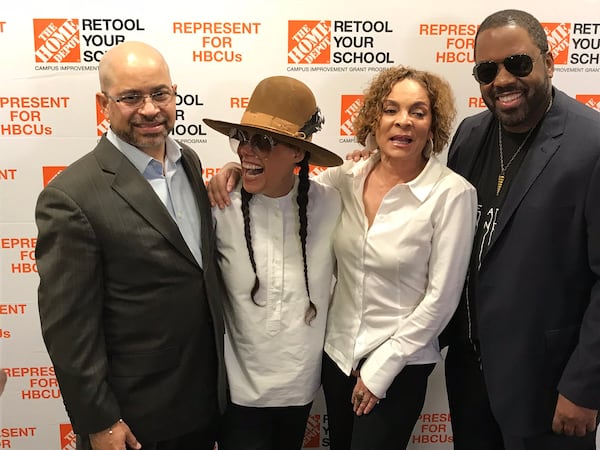 "A Different World" held a reunion at Home Depot Support Headquarters in Atlanta, including, from left, Darryl M. Bell, Cree Summer, Jasmine Guy and Kadeem Hardison. (Rodney Ho/AJC)