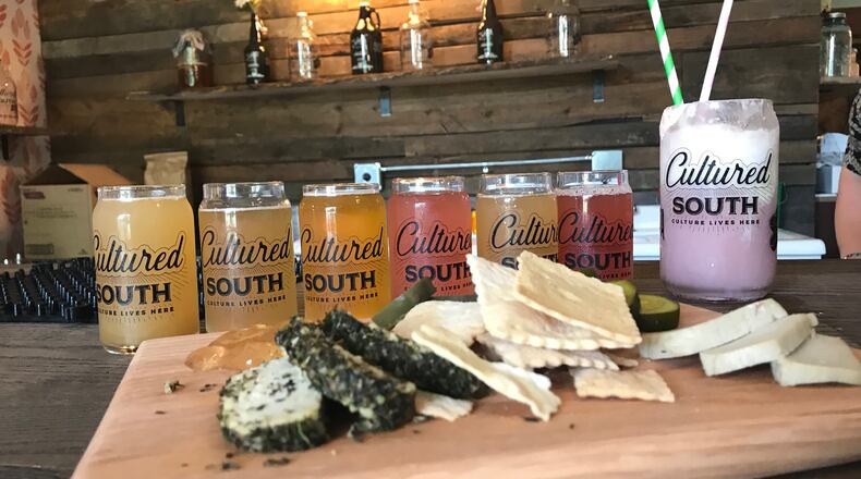 A kombucha flight, kombucha float and vegan cheese board at Cultured South / Photo by Erica Hernandez