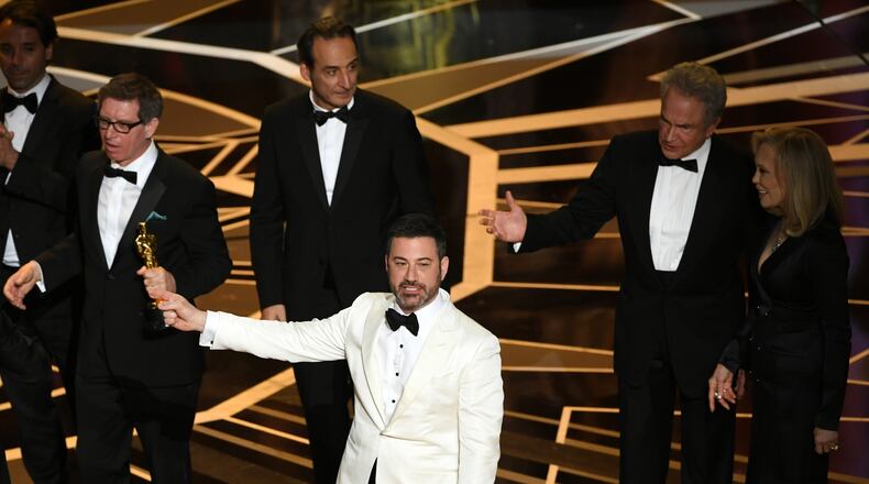 HOLLYWOOD, CA - MARCH 04:  Host Jimmy Kimmel says goodnight onstage during the 90th Annual Academy Awards at the Dolby Theatre at Hollywood & Highland Center on March 4, 2018 in Hollywood, California.  (Photo by Kevin Winter/Getty Images)